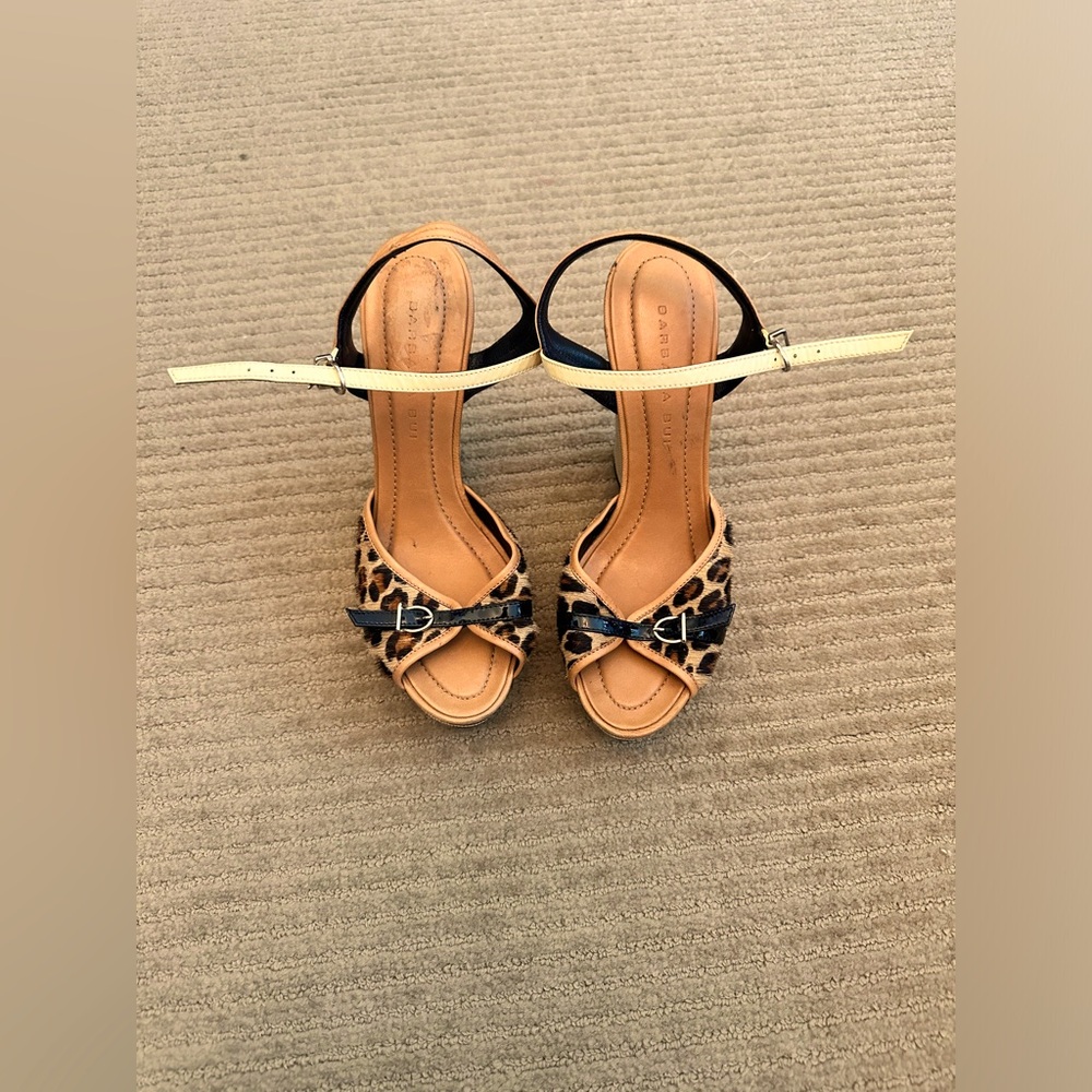 Barbara Bui Size 38 leopard canvas platform shoes